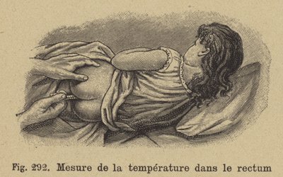 Tirando a temperatura da criança do reto de German School