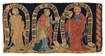 Fragmento de tapeçaria representando Três Profetas, da Francónia (lã) de German School