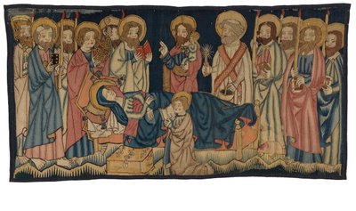 Painel de tapeçaria representando a Morte da Virgem, da Renânia Média, possivelmente Trier, meados do século XV (lã) de German School