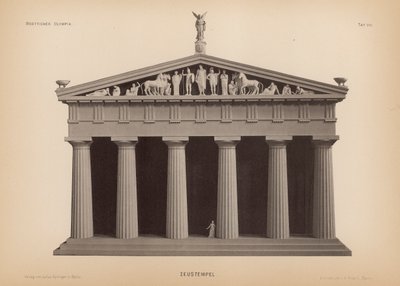 Templo de Zeus, Olympia, Grécia (litho) de German School