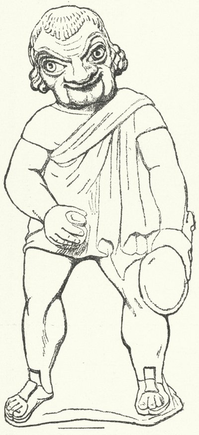 Estatueta em terracota de um actor romano como parasita de uma peça cómica do dramaturgo Plautus (gravura) de German School
