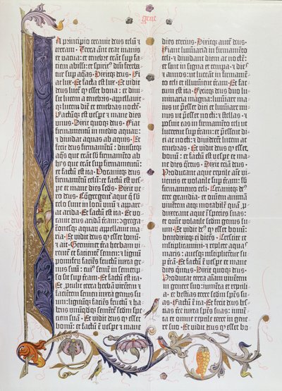 A Bíblia de 36 linhas, impressa por Gutenberg (vellum) de German School