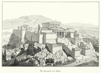 A Acrópole de Atenas, Grécia Antiga (gravura) de German School