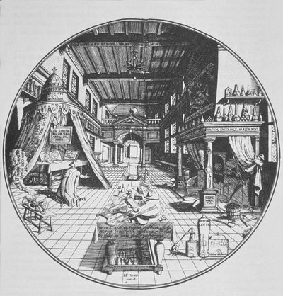 O Alquimista em seu Laboratório, de Amphitheatrum Aeternae Sapientiae de Heinrich Kunrath (1609) ilustrou em uma história da magia publicada no final do século XIX de German School