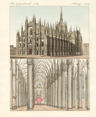 A Catedral de Milão (gravura a cores) de German School
