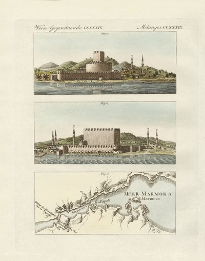 As Dardanelles (gravura colorida) de German School