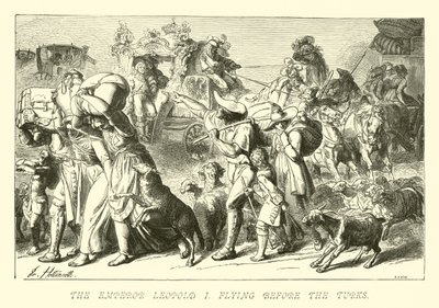 O Imperador Leopold I voando antes dos turcos de German School