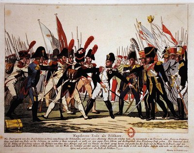 O Fim de Napoleão (1769-1821) como General em 1815 (lito colorido) de German School