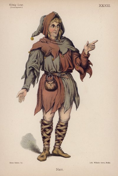 O Tolo, do Rei Lear de Shakespeare (cor litho) de German School