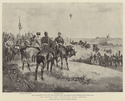 As Manobras do Exército Alemão perto de Stettin (litho) de German School