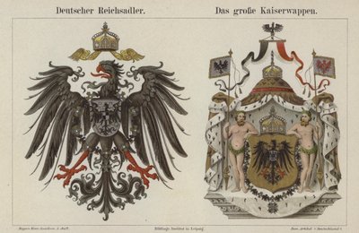 A Águia Imperial Alemã e o Grande Brasão do Imperador (cor litho) de German School