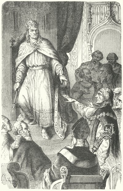 O Santo Imperador Romano Carlos IV emite a Bula de Ouro de 1356 (gravura) de German School
