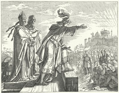 O Santo Imperador Romano Otto III acusando os romanos de deslealdade (gravura) de German School