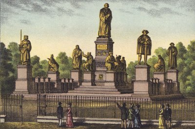 O monumento de Lutero em Minhocas (chromolitho) de German School