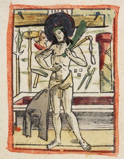 O Homem das Dores, c.1480-1490 (xilogravura colorida à mão) de German School