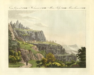 O Montserrat em Espanha (gravura a cores) de German School