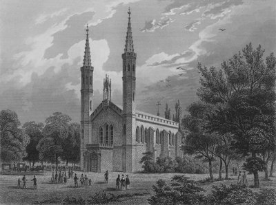 A Nova Igreja em Charlottenburg, Berlim (gravura em aço) de German School