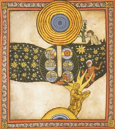 O Redentor. Miniatura de Liber Scivias de Hildegard de Bingen, c.1175 (aguarela sobre pergaminho) de German School