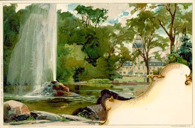 O Palácio Schlossgarten e Karlsruhe em Karlsruhe, Alemanha (cor litho) de German School