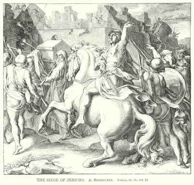 O Cerco de Jericó, Josué, ch vi, ver 13 (gravura) de German School