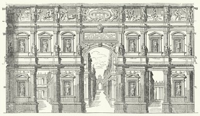 O Teatro Olimpico em Vicenza, no norte da Itália (gravura) de German School