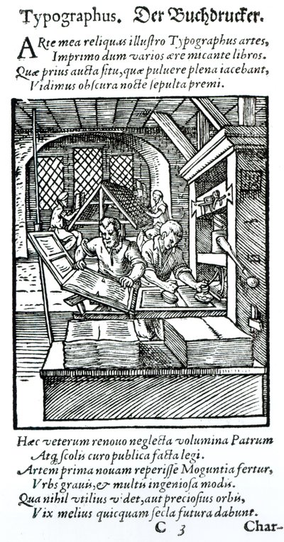 O tipógrafo, publicado por Hartman Schopper de German School