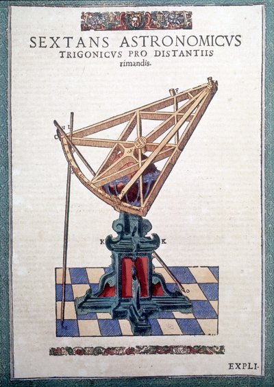 O sextante astronômico em "Astronomiae instituatae machanicia" por Tycho Brahe (1546 - 1601), Wandsbeck de German School