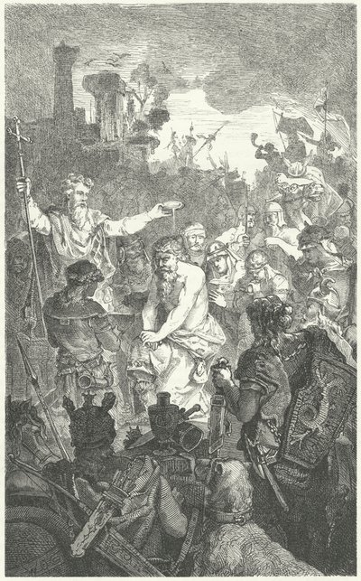 O baptismo de Clóvis I, Rei dos Francos, 496 (gravura) de German School