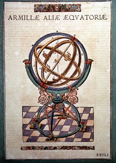 A esfera armilar equatorial em "Astronomiae instituatae machanicia" de Tycho Brahe (1546 - 1601), Wandsbeck de German School