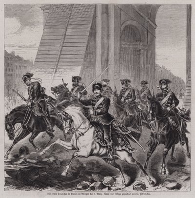 Os primeiros soldados alemães a entrar em Paris para ocupar a cidade após o fim da guerra franco-prussiana de German School