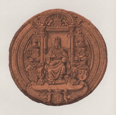 O grande selo do Santo Imperador Romano Maximiliano II (cor litho) de German School