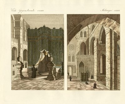 O sepulcro sagrado de Jerusalém (gravura colorida) de German School