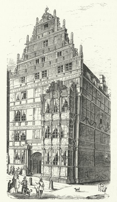 A casa do polimata alemão Gottfried Wilhelm Leibniz em Hannover (gravura) de German School