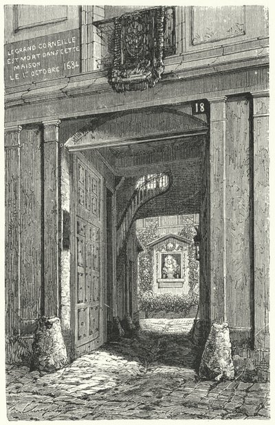 A casa em Paris onde o dramaturgo francês Pierre Corneille morreu em 1684 (gravura) de German School