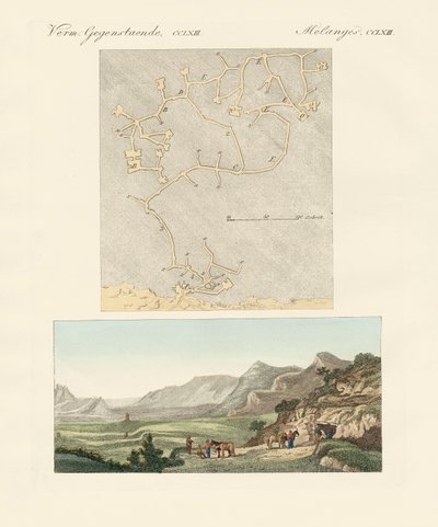 O labirinto de Creta (gravura colorida) de German School