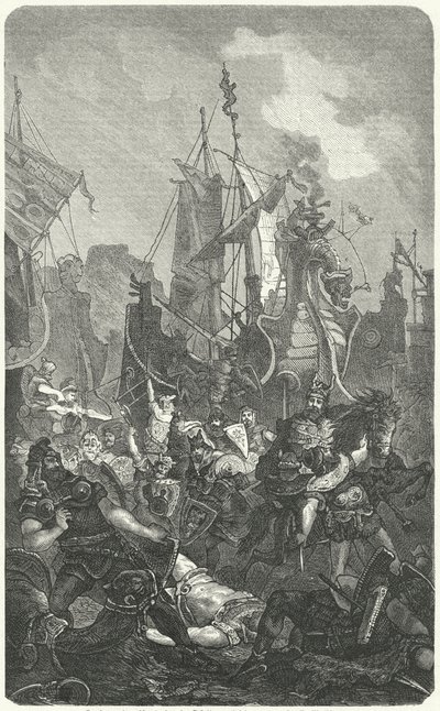 O desembarque dos Vândalos em África, 429 (gravura) de German School