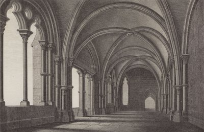 O lobby do Mosteiro de Maulbronn, Baden-Wurttemberg, Alemanha (gravura) de German School