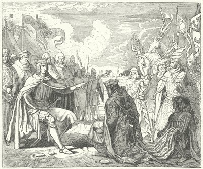 A restauração de Ottokar II como Rei da Boémia por Rudolf dos Habsburgos de German School
