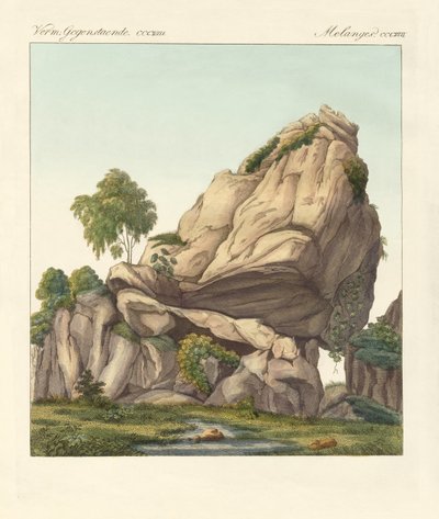 O suposto Reuter fossilizado de Fontainebleau (gravura colorida) de German School