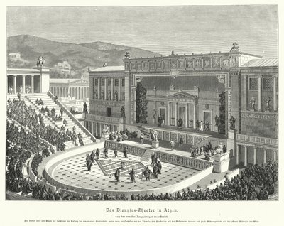 Teatro de Dionísio Eleuthereus, Atenas, Grécia Antiga (gravura) de German School