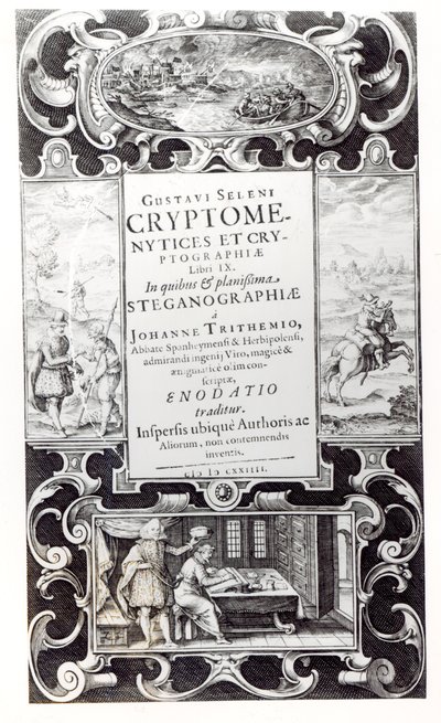 Página de rosto para livro 9 de criptocitose e criptografia por Gustavus Selenus (Augusto, duque de Brunswick), 1624 de German School