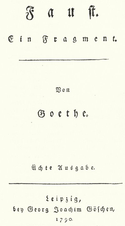 Página de título da primeira edição de Fausto, de Johann Wolfgang Von Goethe (gravura) de German School