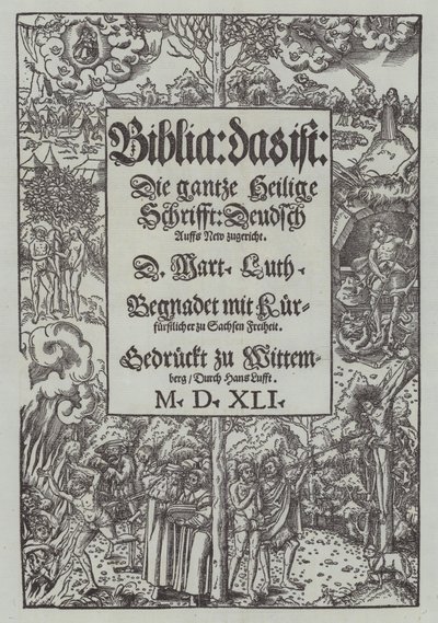 Página de título de uma edição de 1541 de Martin Luthers Bible de German School