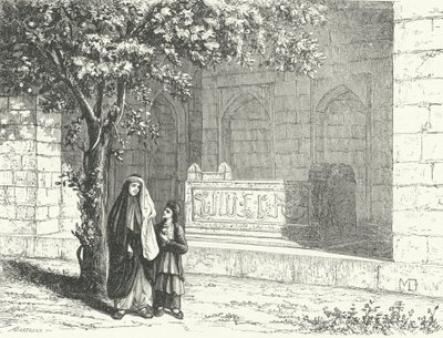 Tumba do poeta persa Saadi na cidade iraniana de Shiraz (gravura) de German School