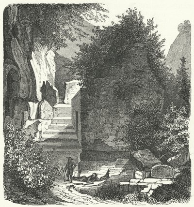 Túmulo do poeta romano Virgílio, Posillipo, Nápoles (gravura) de German School