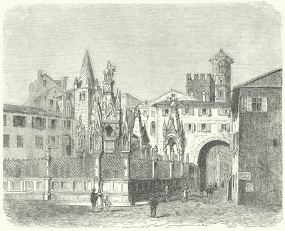 Túmulos dos Scaligeri, governantes medievais de Verona (gravura) de German School