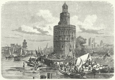 Torre del Oro, Sevilha, Espanha (gravura) de German School