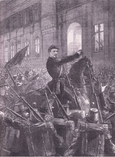 Trochu rallying the National Guards outside Hotel de Ville, Cassells History of the War between France and Germany publicado por Cassell and Company Limited, c.1890 (litho) de German School