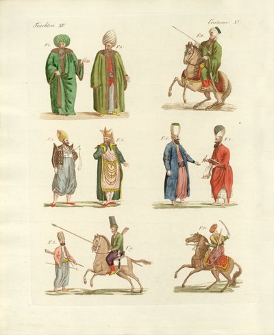 Fatos nacionais turcos (gravura colorida) de German School