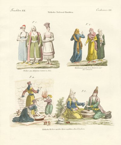 Fatos nacionais turcos (gravura colorida) de German School
